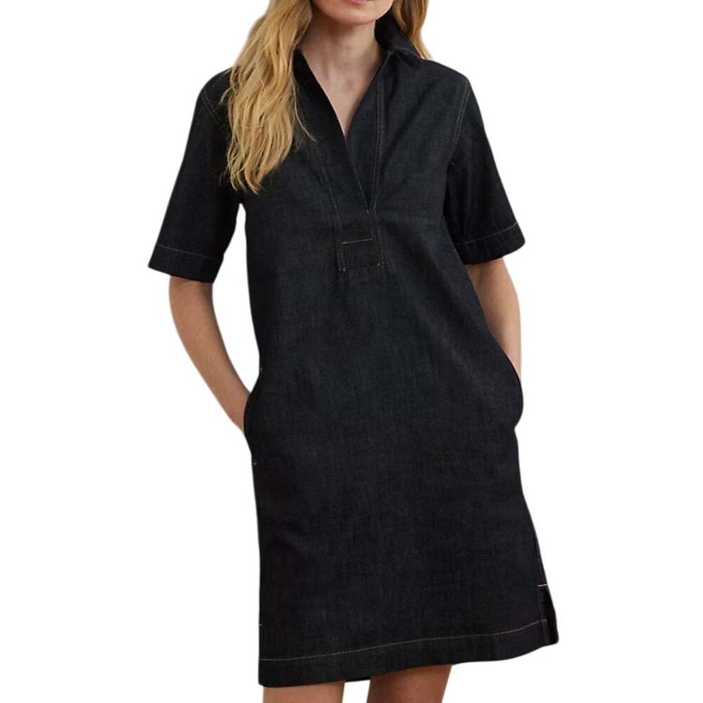 Lauren Ralph Lauren NWT Dark Denim 100% Cotton Shift Shirt Dress